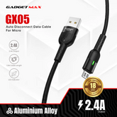 GADGET MAX GX05 TYPE-C 2.4A AUTO DISCONNECT DATA CABLE FOR TYPE-C (2.4A)(1.2M) - BLACK